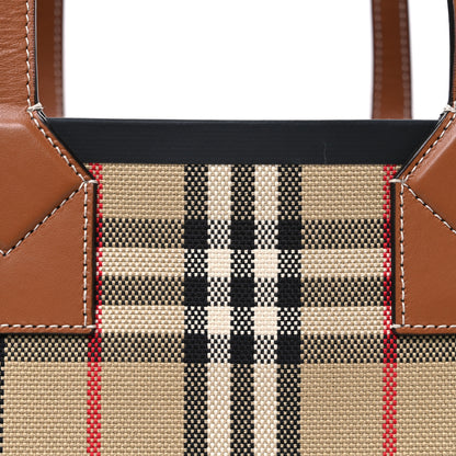 Burberry Cotton Vintage Check Medium London Tote Bag Briar Brown Black 9 of 11