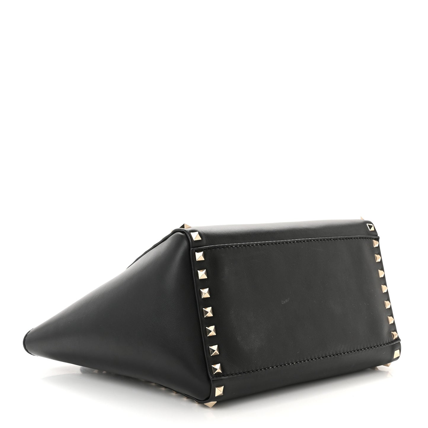 Vitello Small Rockstud Double Handle Tote Black