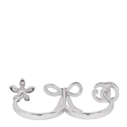 Gucci 18K White Gold Diamond Flora Bow Flower Ring 50 5.5 4 of 6