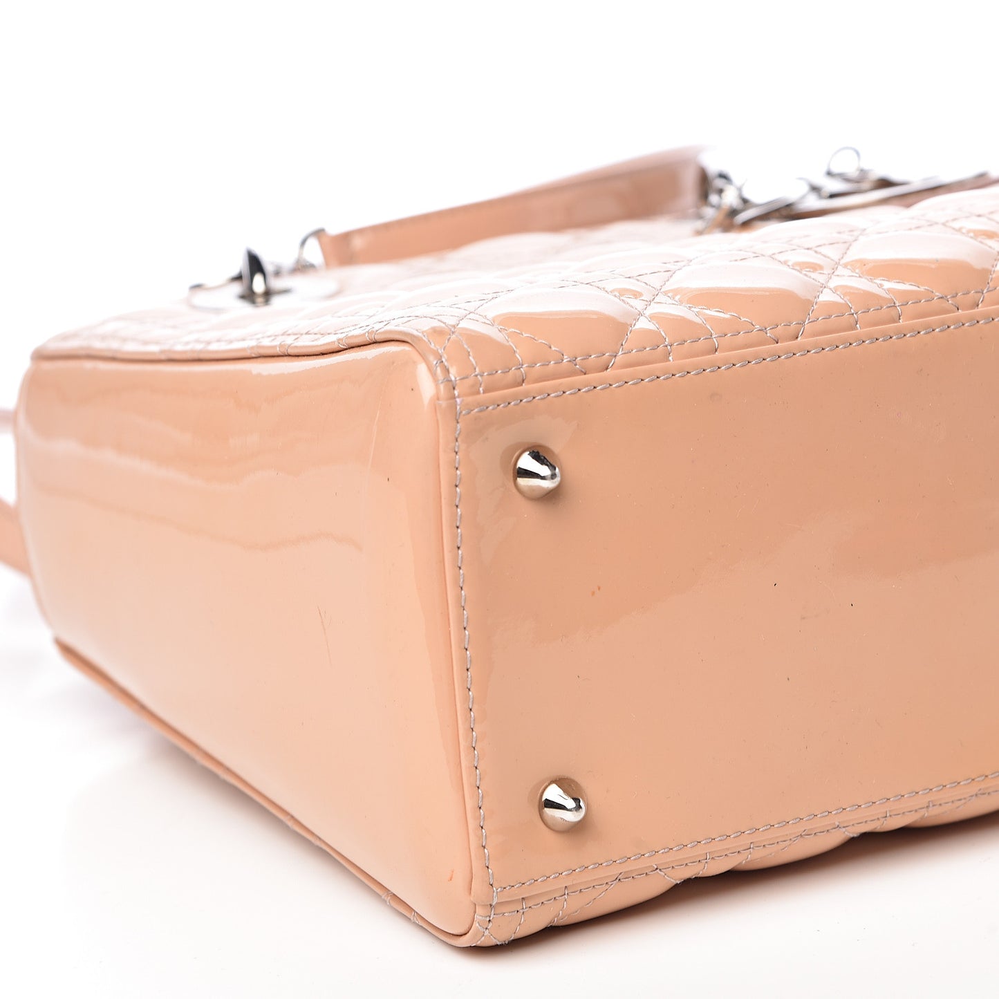 Patent Cannage Medium Lady Dior Beige