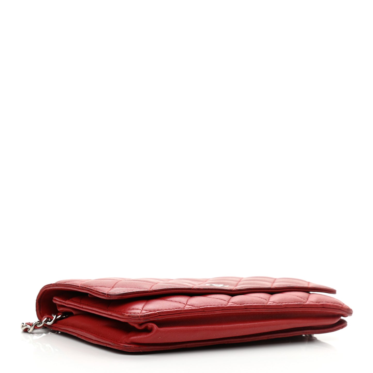 Lambskin Quilted Wallet On Chain WOC Red