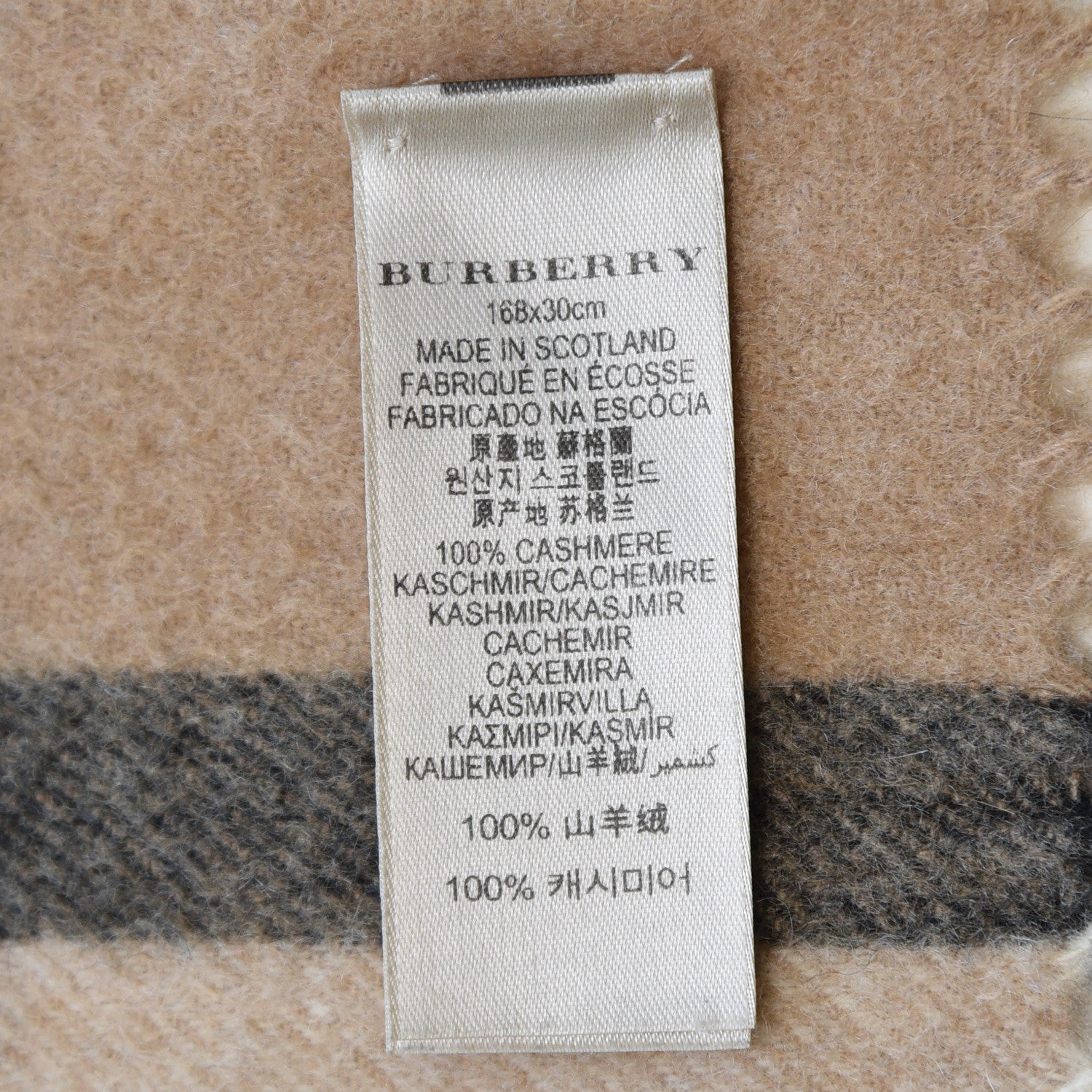 Burberry Cashmere Giant Check Fringe Scarf Camel 6 of 6