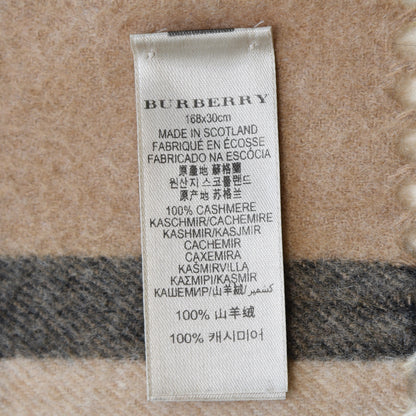 Burberry Cashmere Giant Check Fringe Scarf Camel 6 of 6