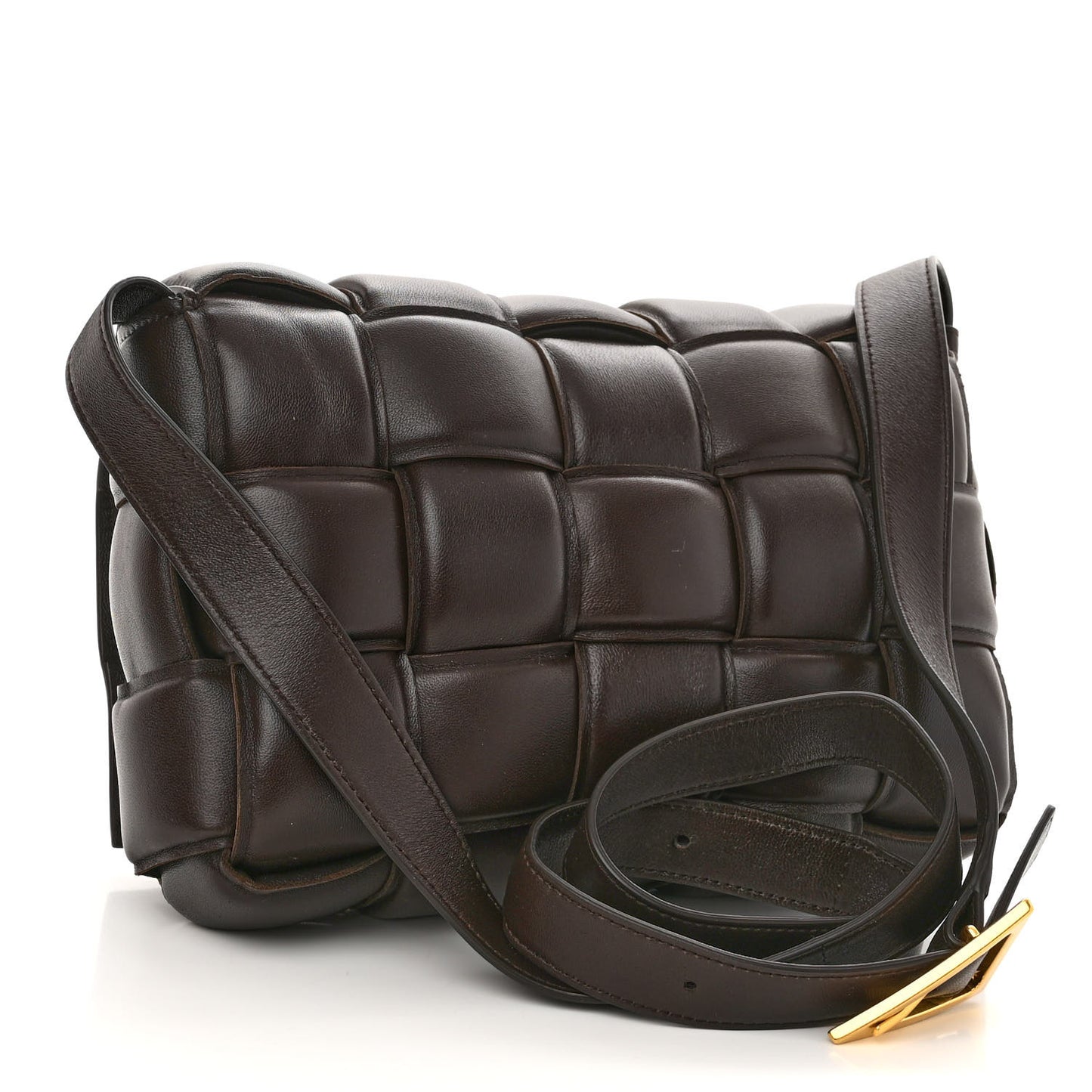 Nappa Maxi Intreccio Padded Cassette Crossbody Bag Fondente