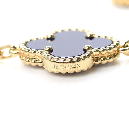 Van Cleef & Arpels 18K Yellow Gold Diamond Blue Sevres Porcelain 5 Motifs Vintage Alhambra Vendome Bracelet 5 of 6