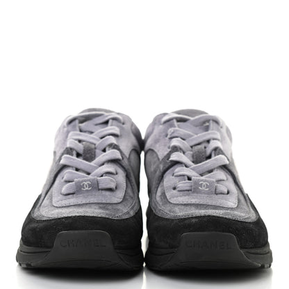 Chanel Suede Calfskin CC Sneakers 35.5 Black 2 of 10
