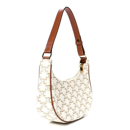 Celine Canvas Calfskin Ava Triomphe Shoulder Bag White 3 of 12