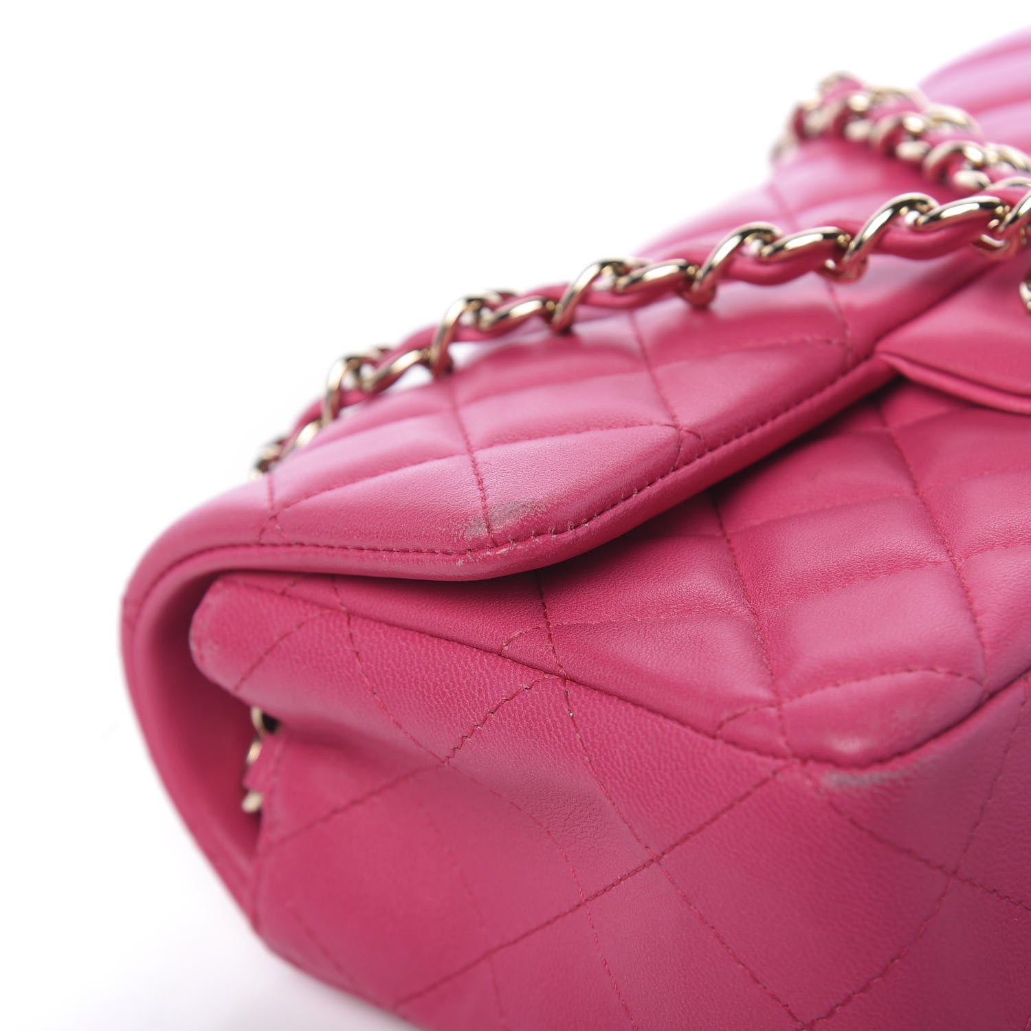 Chanel Lambskin Quilted Mini Rectangular Flap Dark Pink 13 of 19