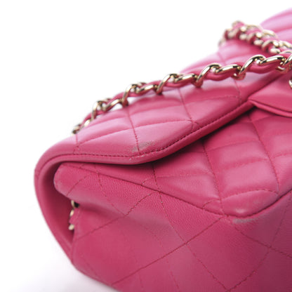 Chanel Lambskin Quilted Mini Rectangular Flap Dark Pink 13 of 19