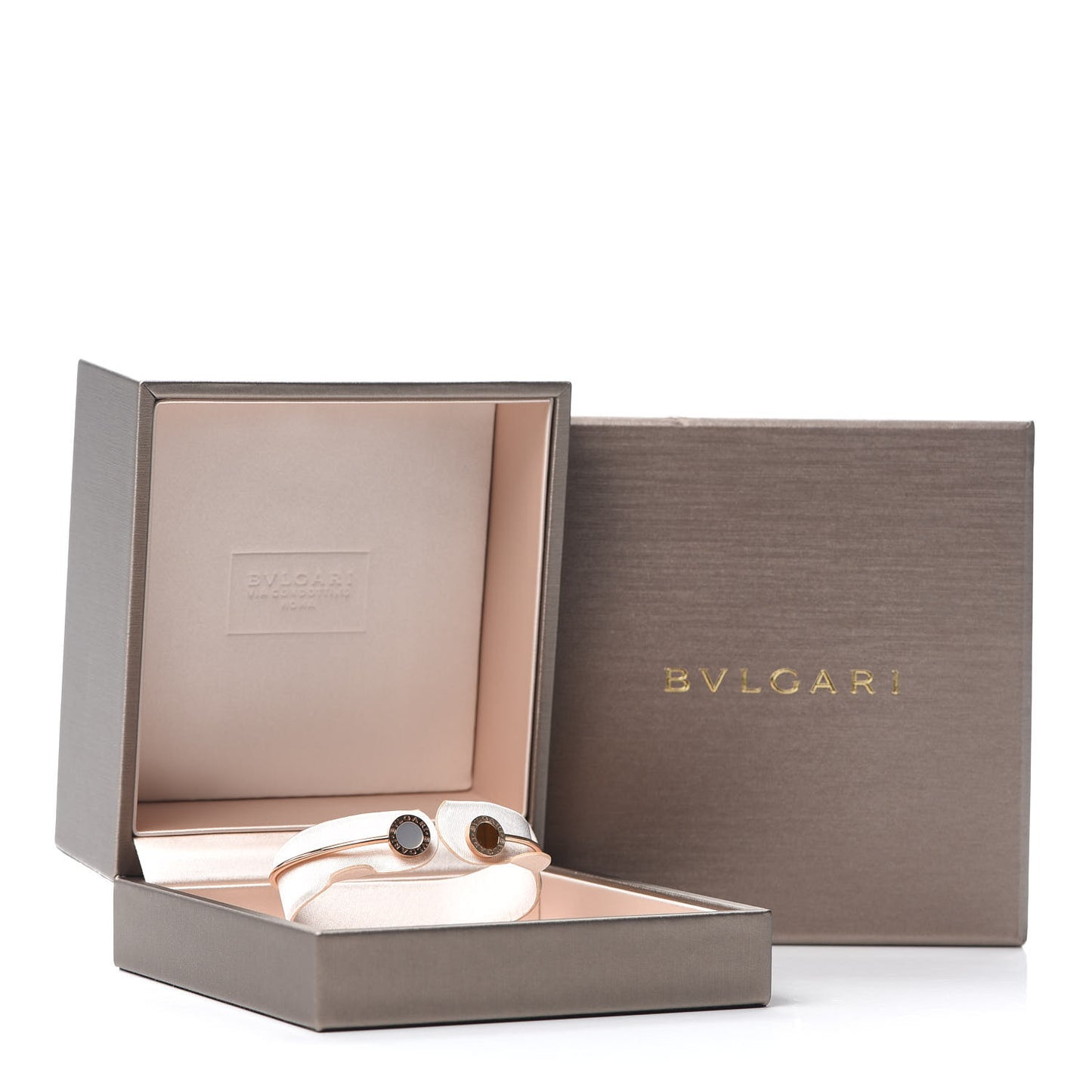 18K Rose Gold Mother of Pearl Tiger's Eye BVLGARI BVLGARI Cuff Bracelet