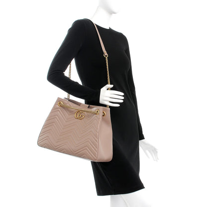Gucci Calfskin Matelasse Medium GG Marmont Shoulder Tote Bag Porcelain Rose 2 of 8