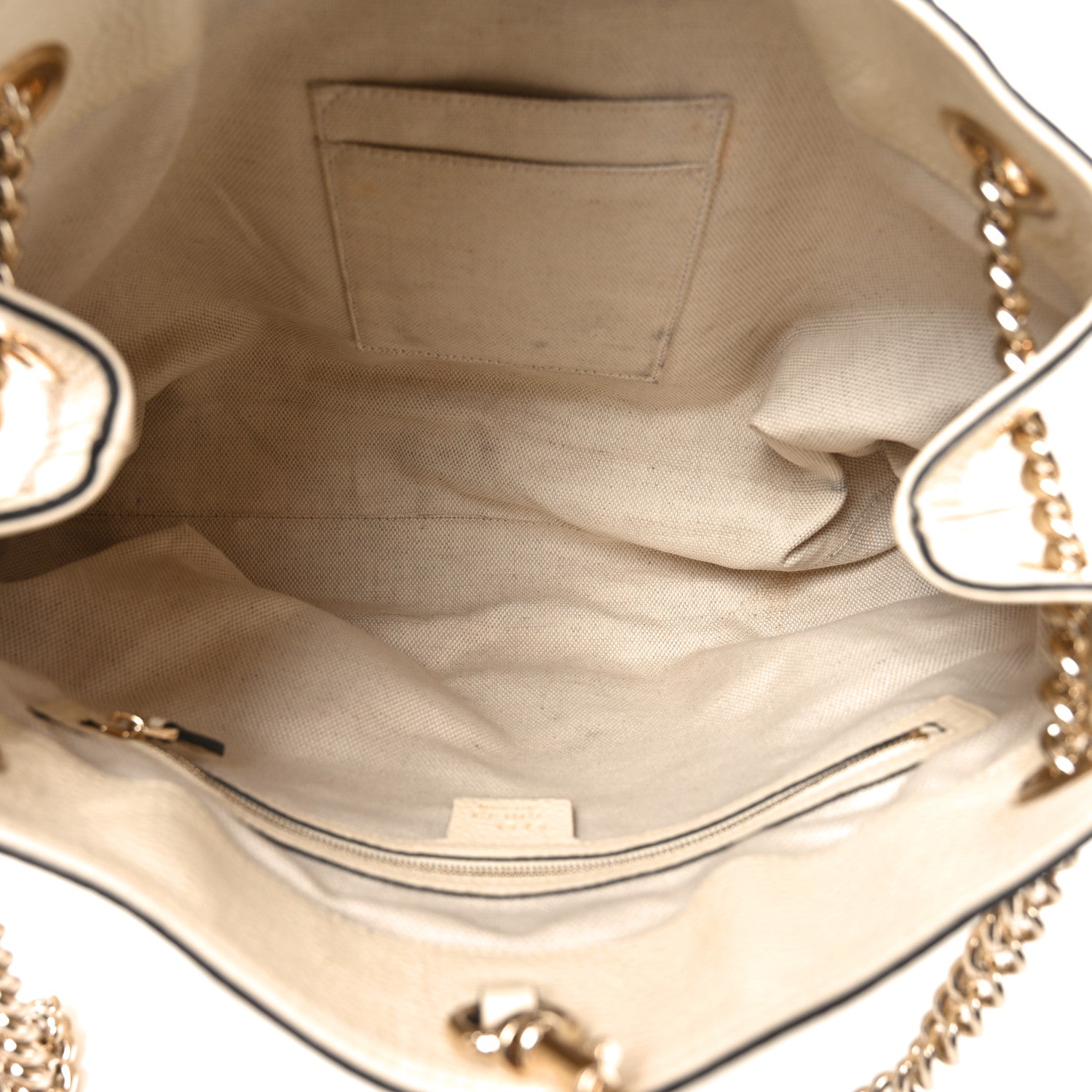 Gucci Pebbled Calfskin Medium Soho Chain Shoulder Bag Off White 5 of 10