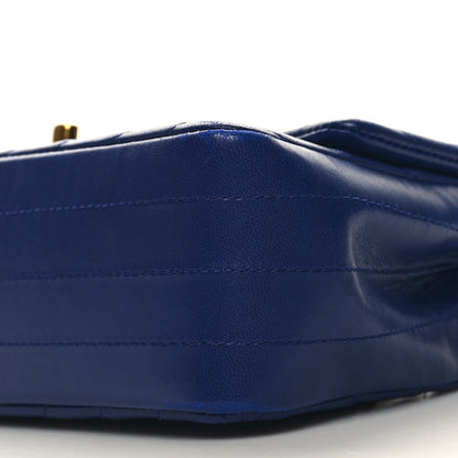 Chanel Lambskin Chevron Quilted Mini Rectangular Flap Blue 10 of 11
