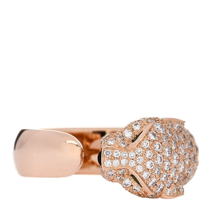 Cartier 18K Pink Gold Diamond Onyx Emerald Panthere De Cartier Band Ring 58 8.5 1 of 5