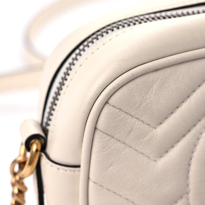 Gucci Calfskin Matelasse Mini GG Marmont Chain Shoulder Bag White 14 of 16