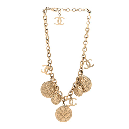 Chanel Medallion CC Quilted Pendant Necklace Gold 3 of 5