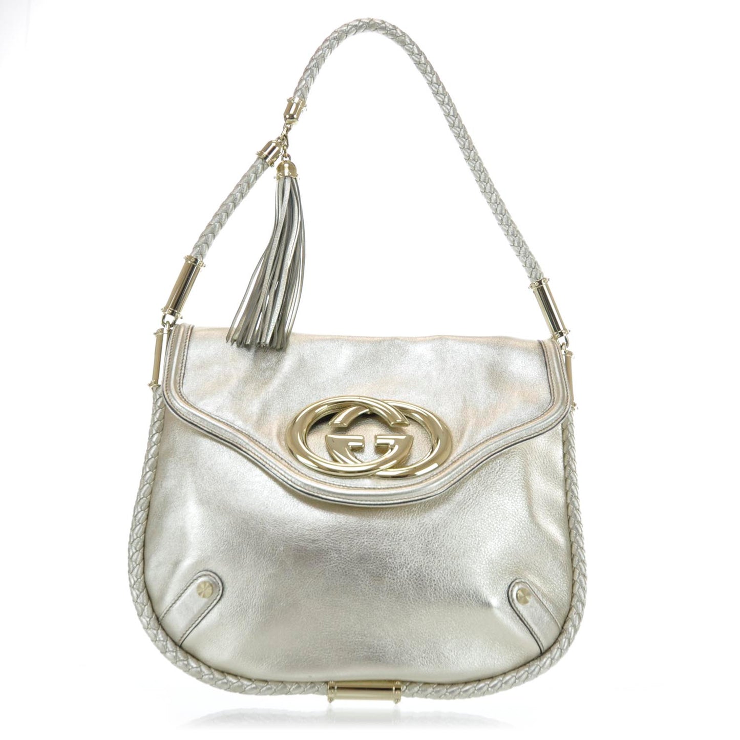 Leather Britt Tassel Shoulder Bag Metallic