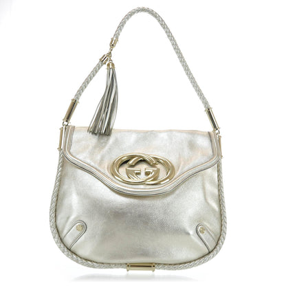 Gucci Leather Britt Tassel Shoulder Bag Metallic 1 of 9
