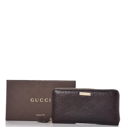 Gucci Guccissima Margaux Calfskin Metal Bar Zip Around Wallet Chocolate 11 of 11