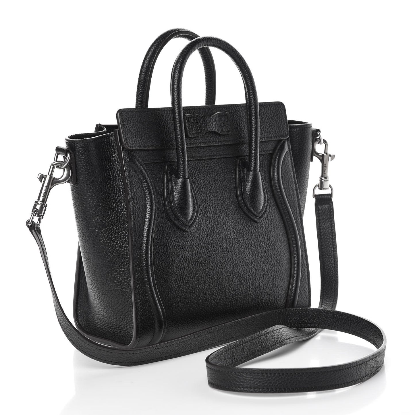 Drummed Calfskin Nano Luggage Black
