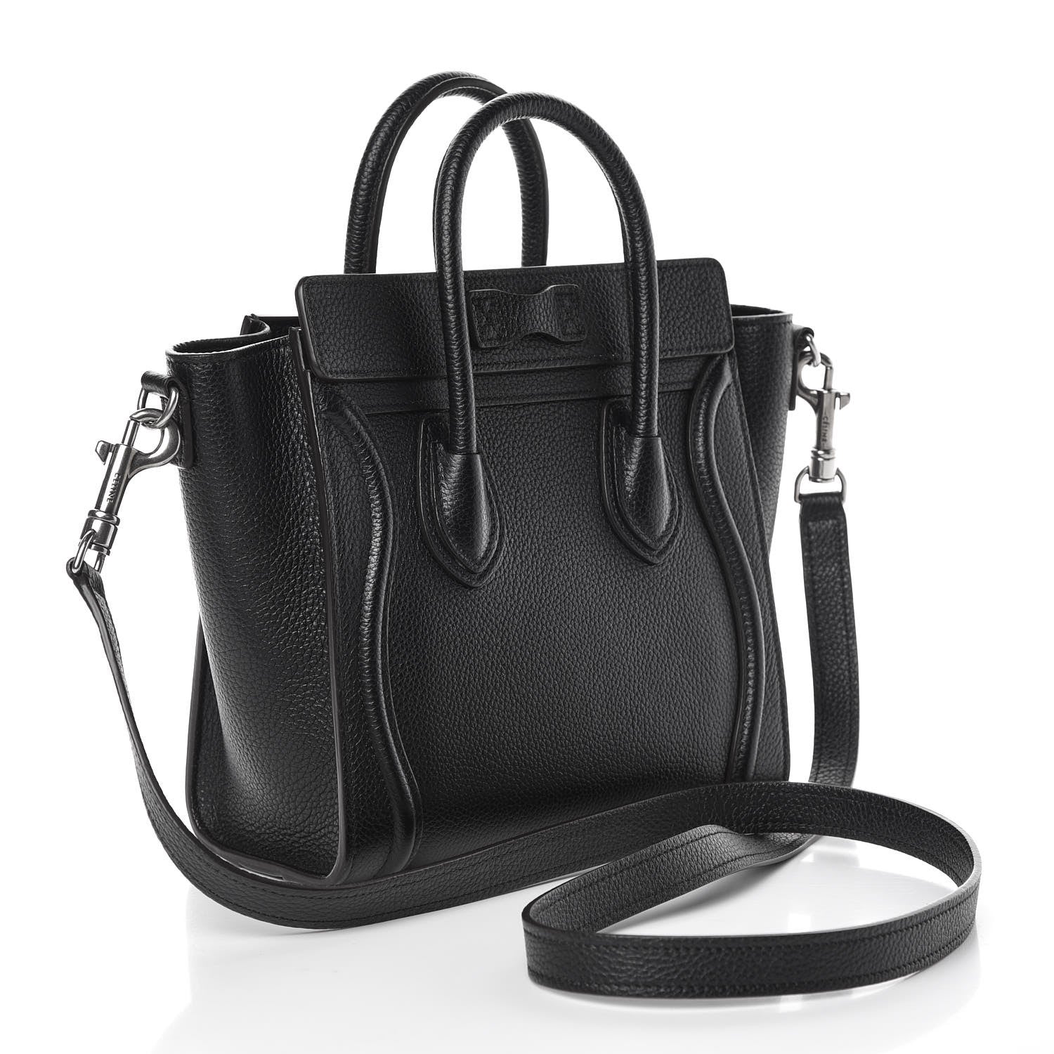 Celine Drummed Calfskin Nano Luggage Black 4 of 7