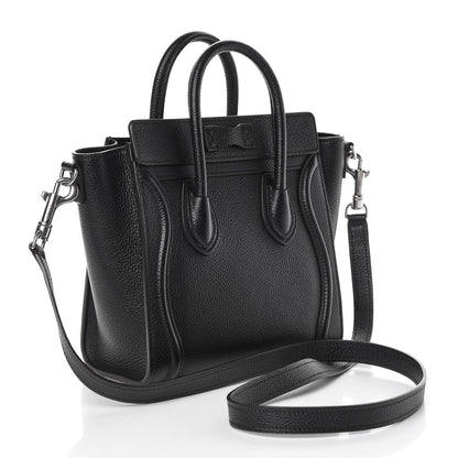 Celine Drummed Calfskin Nano Luggage Black 4 of 7