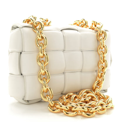 Bottega Veneta Lambskin Maxi Intreccio Padded Chain Cassette Crossbody Bag White 3 of 12