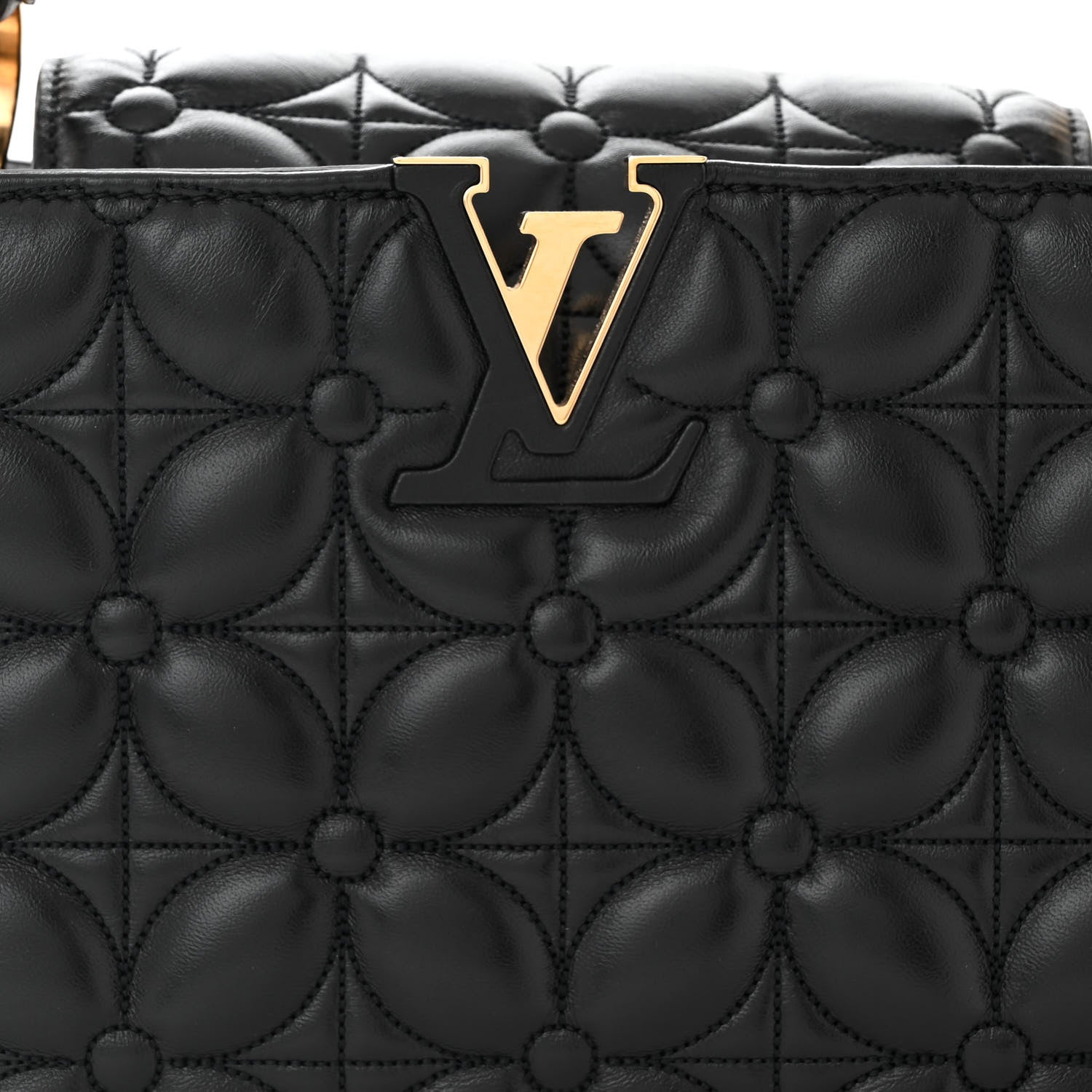 Louis Vuitton Lambskin Quilted Flower Capucines East West MM Black 7 of 9