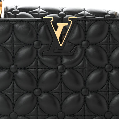 Louis Vuitton Lambskin Quilted Flower Capucines East West MM Black 7 of 9