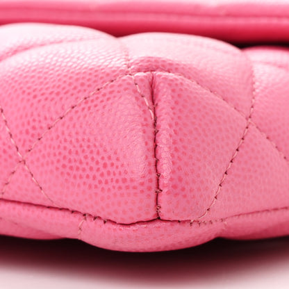 Chanel Caviar Quilted Flap Clutch Pink 10 of 11
