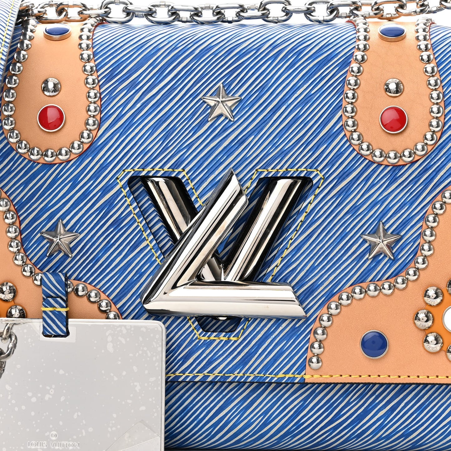 Epi Studded Twist Shoulder Bag MM Denim Light