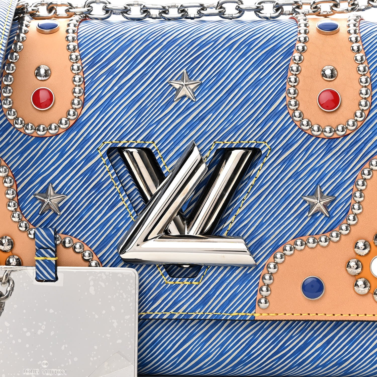 Louis Vuitton Epi Studded Twist Shoulder Bag MM Denim Light 7 of 9