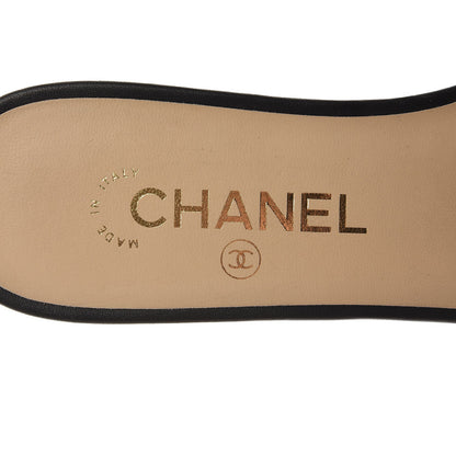 Chanel Lambskin Mesh Camellia Mule Sandals 39 Black 6 of 7
