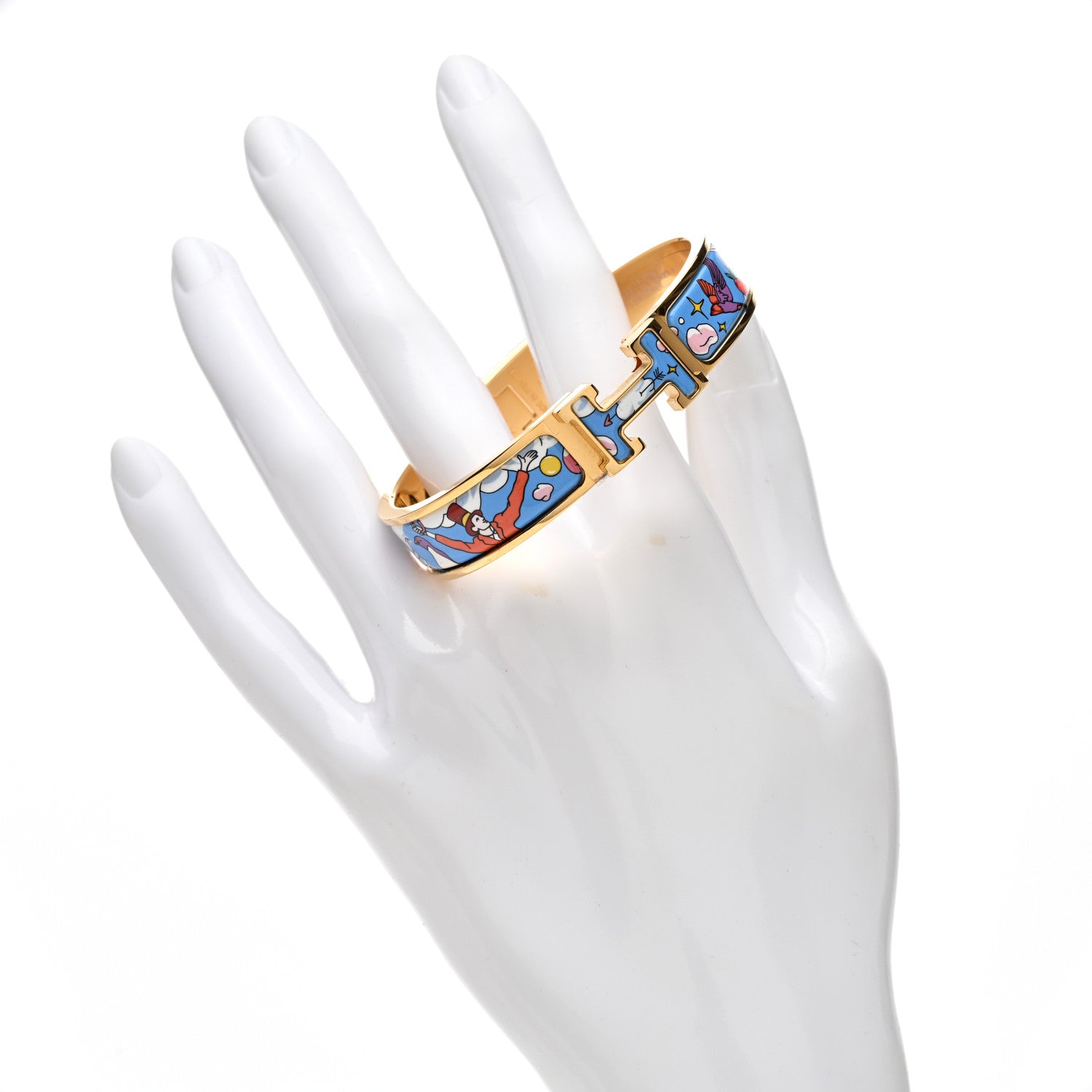 Hermes Enamel Printed Dans Les Nuages Narrow Clic Clac H Bracelet PM Flamboyante 2 of 5