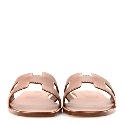 Hermes Box Calfskin Oran Sandals 38 Gold 3 of 10
