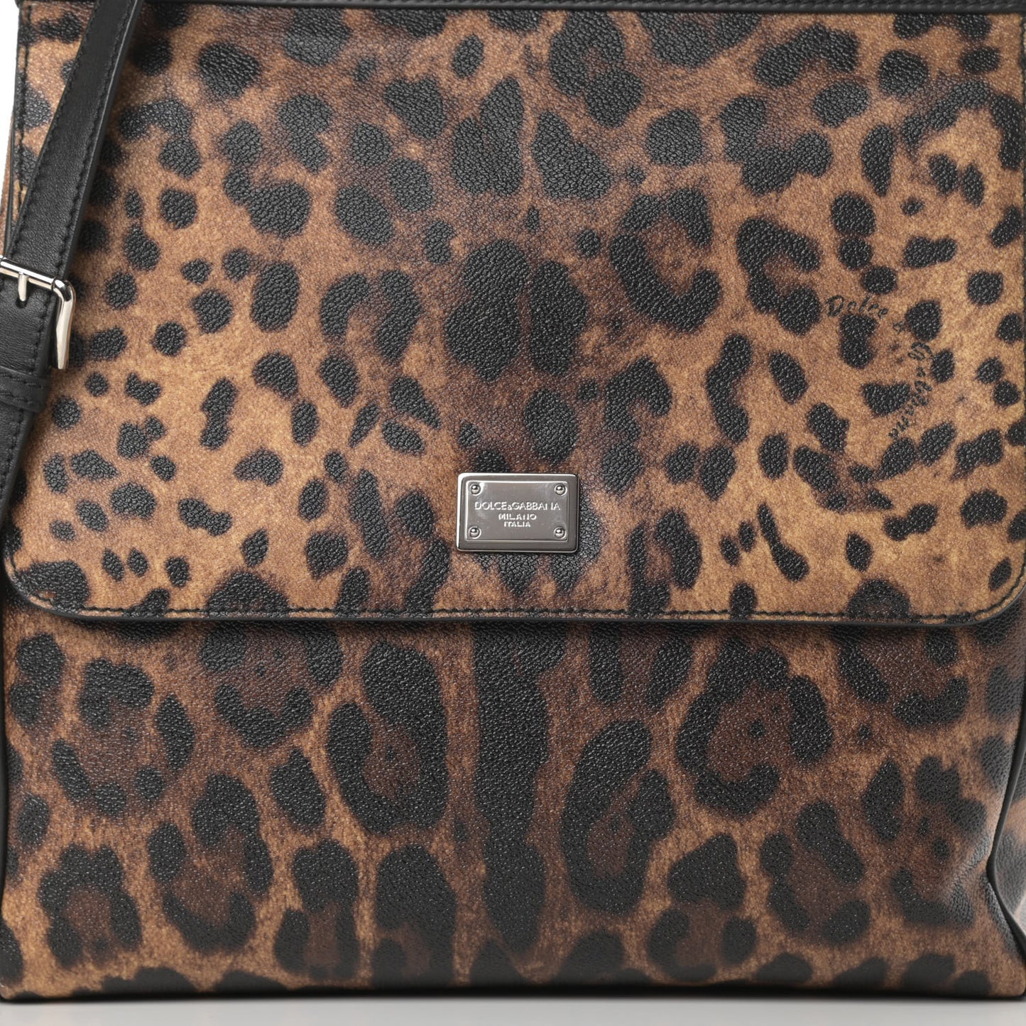 Dauphine Leopard Print Large Miss Sicily Satchel Black