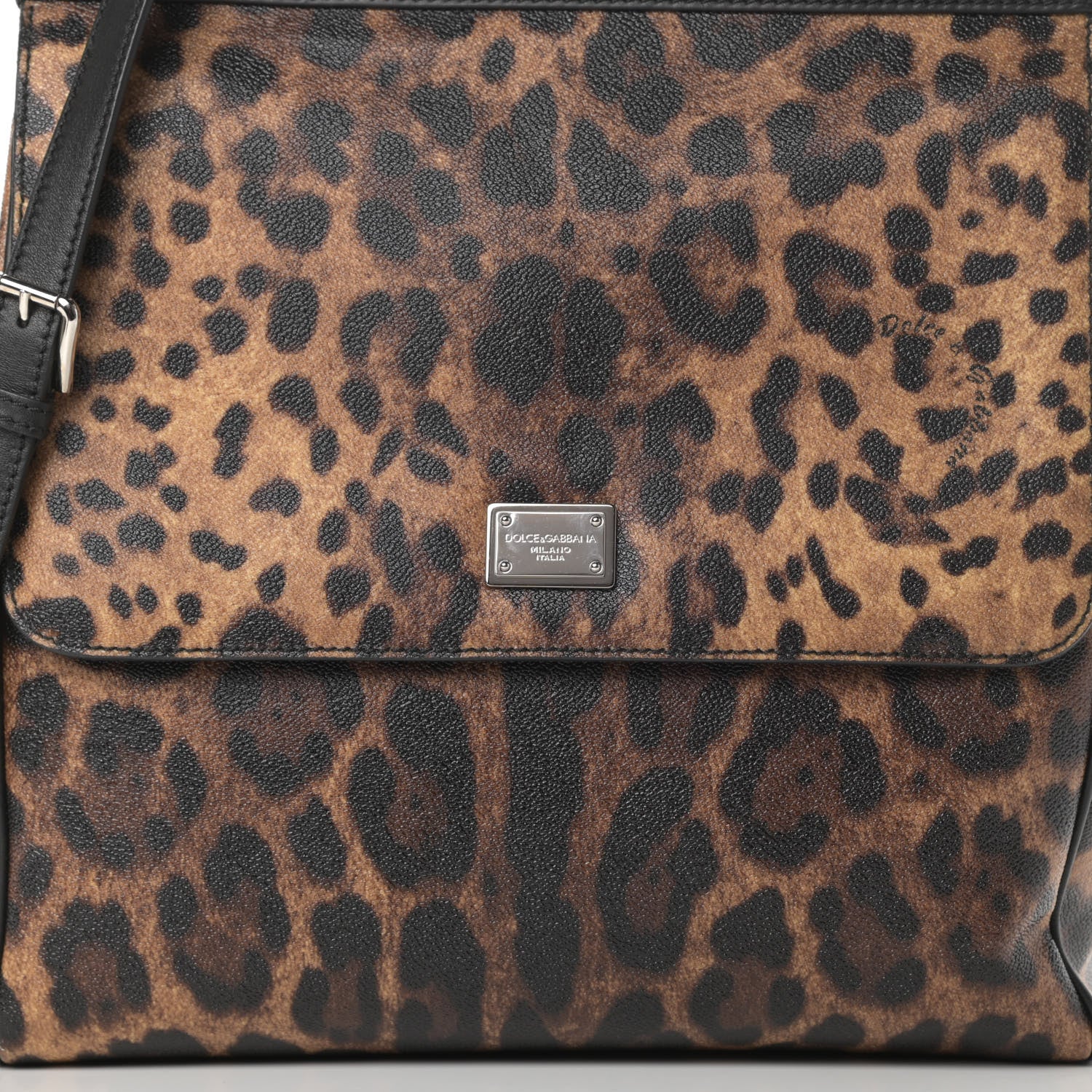Dolce & Gabbana Dauphine Leopard Print Large Miss Sicily Satchel Black 7 of 10