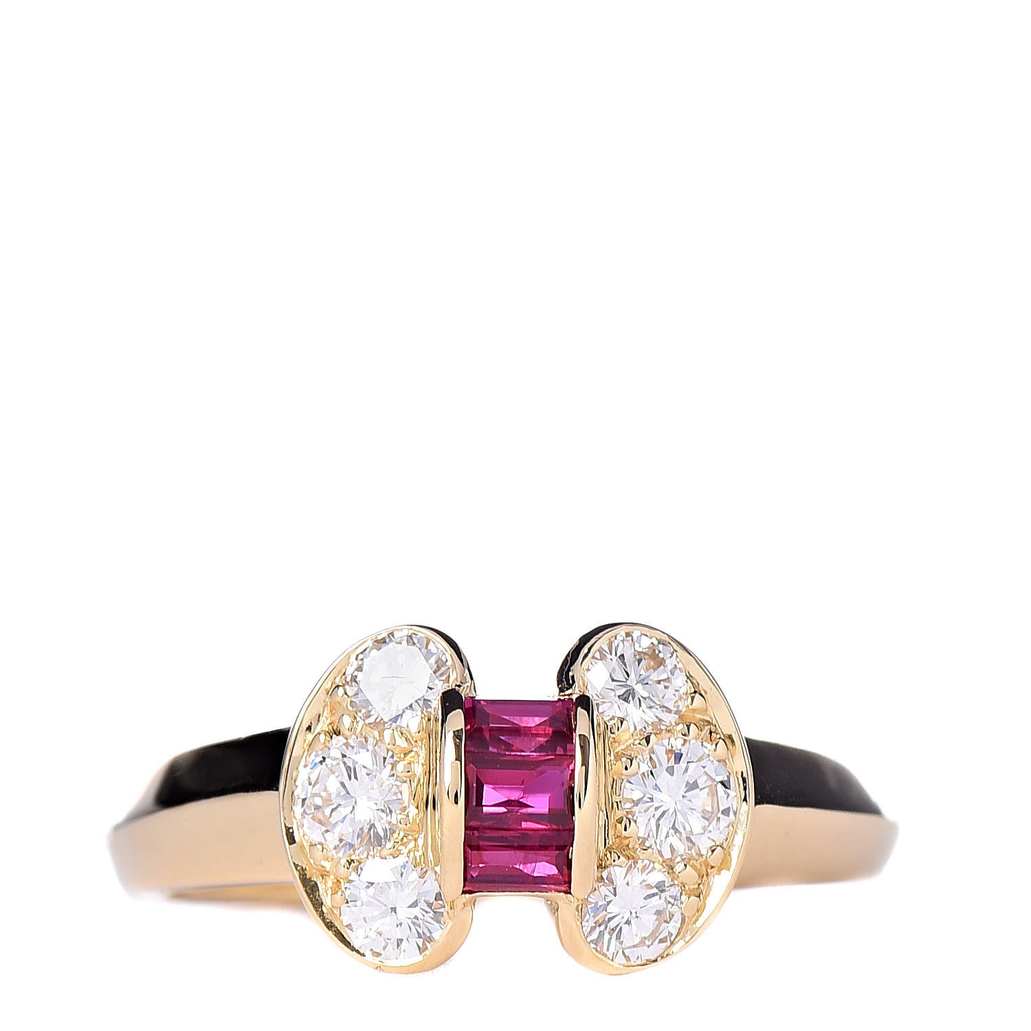 Van Cleef & Arpels 18K Yellow Gold Diamond Ruby Celestine Ring 49 5 1 of 5
