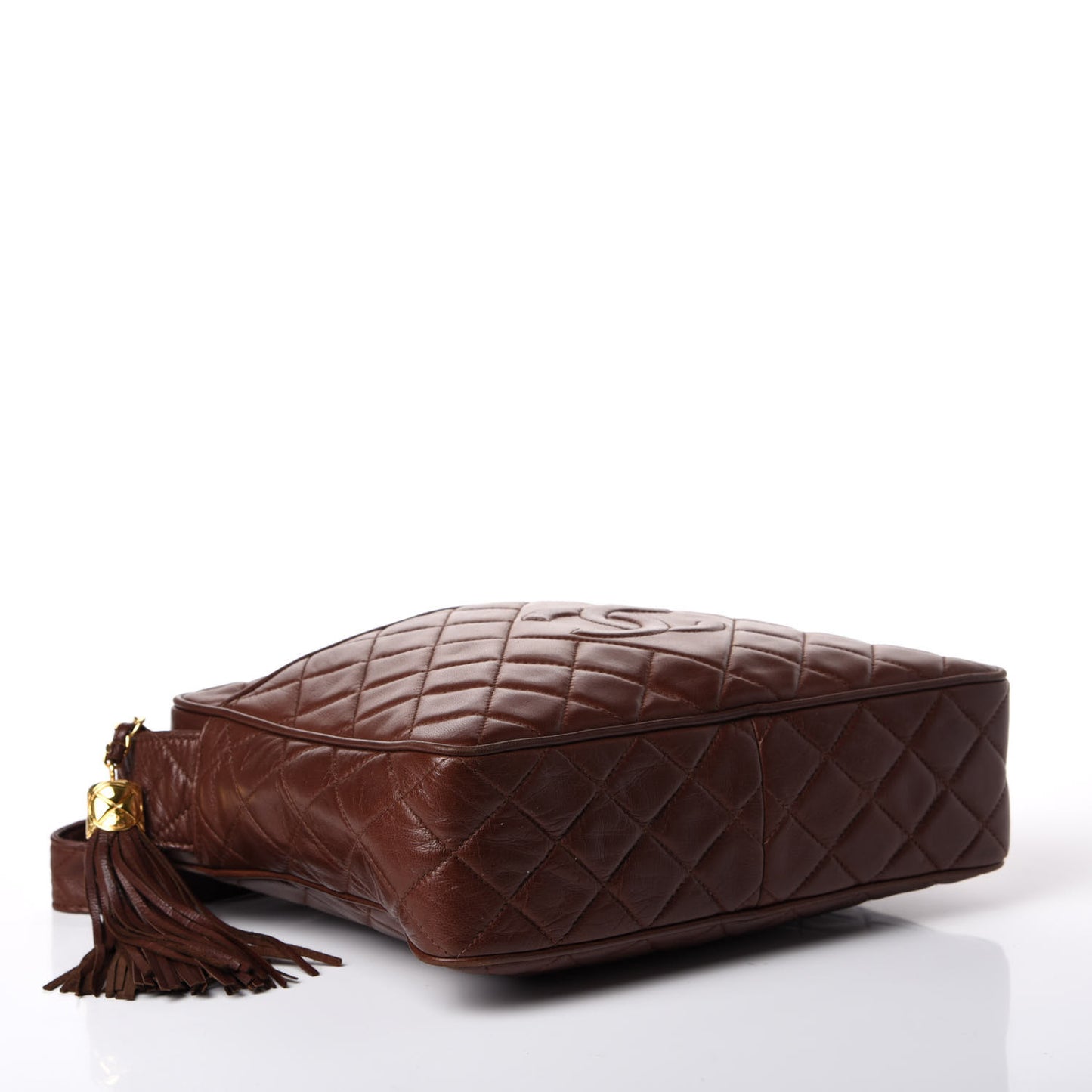 Lambskin Tassel Camera Case Brown