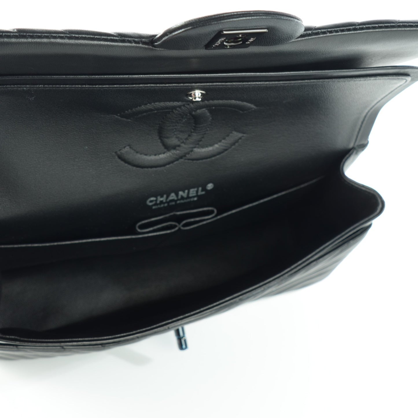 Lambskin Chevron 11.12 Medium Double Flap So Black