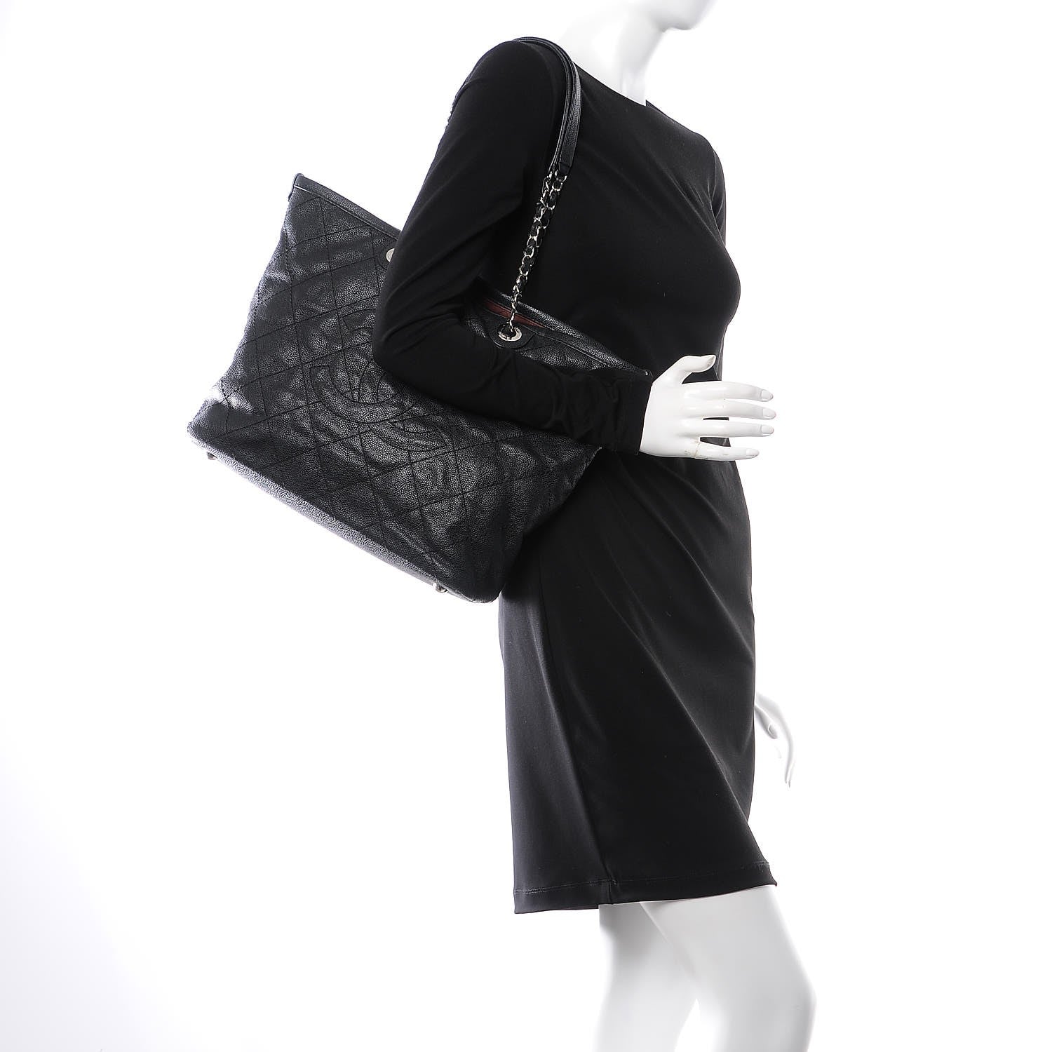 Chanel Grained Calfskin Quilted Small Daily Shopping Tote Black 3 of 23