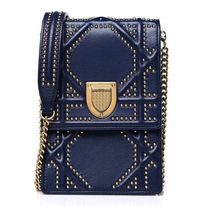 Christian Dior Lambskin Studded Vertical Diorama Indigo 1 of 10