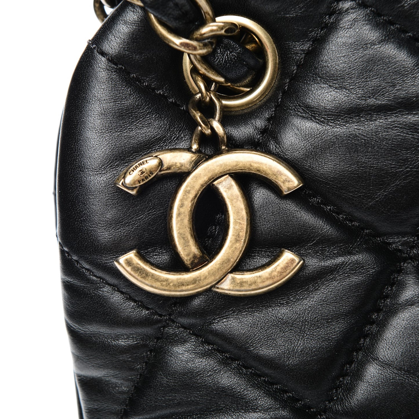 Aged Calfskin Large Just Mademoiselle Bowling Bag Black