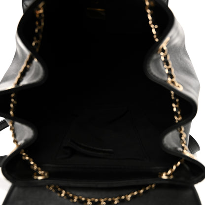 Chanel Lambskin Quilted Large Duma Drawstring Backpack Black 5 of 10