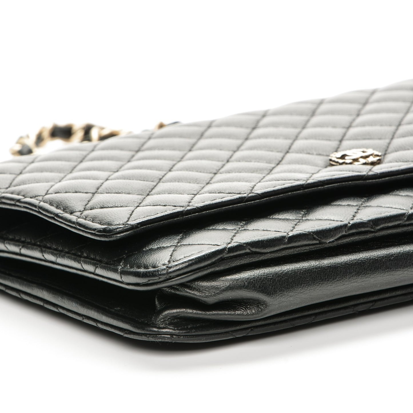 Lambskin Micro Quilted Wallet On Chain WOC Black