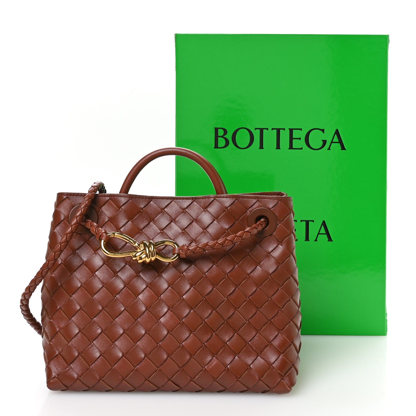 Nappa Intrecciato Small Andiamo Shoulder Bag Sapele