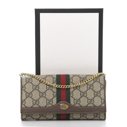 Gucci GG Supreme Monogram Web Ophidia Wallet On Chain Brown 14 of 14
