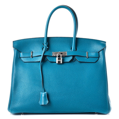 Hermes Taurillon Clemence Birkin 35 Bleu Izmir 1 of 42