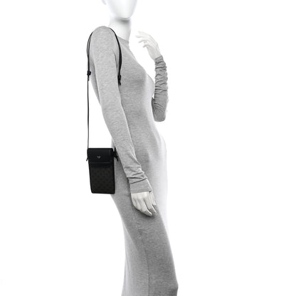 Celine Triomphe Canvas Lambskin Phone Pouch With Flap Black 2 of 8