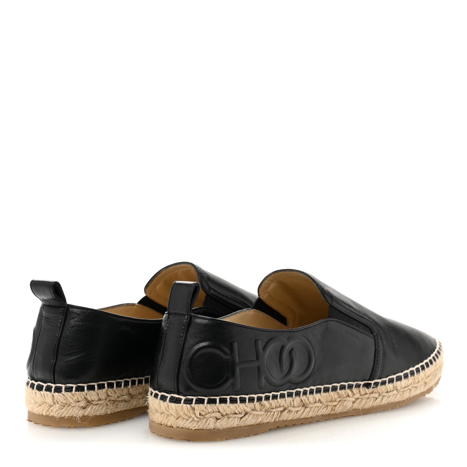 Jimmy Choo Calfskin Litchi Flat Espadrilles 39 Black 5 of 8